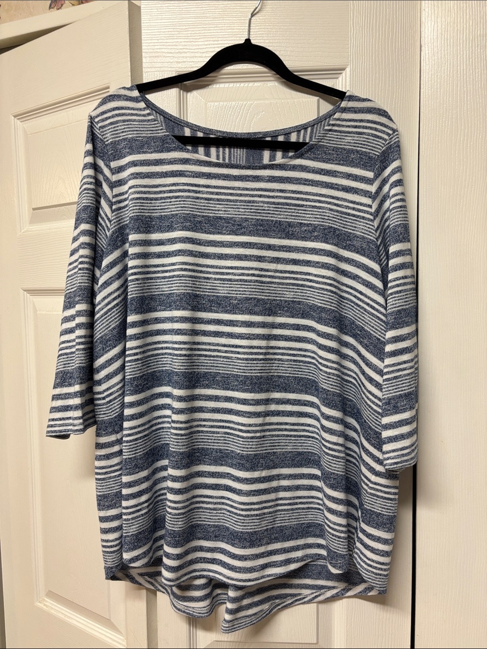 Striped Blue and White Women’s Boatneck Top